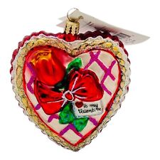 Christopher Radko Sweet As Candy Heart Glass Valentine’s Day Ornament 4” NEW picture