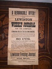 VERY RARE c 1880 Lewiston Weekly Journal Newspaper Advertisement Subscription picture