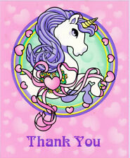 4 UNICORN MY LITTLE PONY Vintage Greeting Thank You Cards 1998 Birthday Express picture