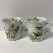 Set of 2 Porcelain Bird Mugs 8 oz Made In Japan picture