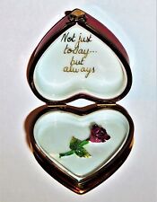 LIMOGES BOX - HEART & BOW - BISQUE ROSE - 