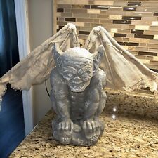 Gothic Crouching Gargoyle Moveable Gauze Wired Wings Halloween Skulls picture