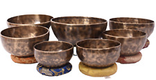 6-11 Inch Professionally Tune 7 Chakras Healing Bowl Set 7-Tibetan Singing Bowls picture