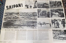 July 1944 WWII Battle News Wall Map Germany Japan Saipan Normandy 48x36