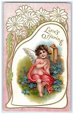 1910 Love's Offering Angel Telephone Flowers Embossed St. Paul MN Postcard picture