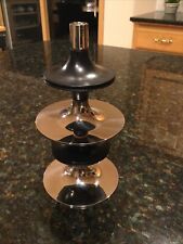 FRITZ NAGEL Mid-Century Modern 2 Chrome/Black Candle Holder Stackable W. Germany picture
