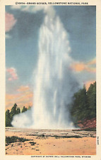 Postcard Yellowstone National Park Grand Geyser #10154 Wyoming Haynes Linen picture