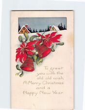 Postcard Merry Christmas & A Happy New Year Art Print Embossed Card picture
