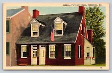 Barbara Fritchie House in Frederick Maryland US Flag Vintage Linen Postcard 1673 picture
