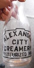 Alexander City, Alabama Black Pyro Quart Milk Bottle Rare picture
