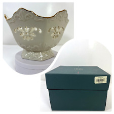 Lenox  Langtry Pierced Ivory 24K Gold Trim Footed Bowl Original Gift Box 7