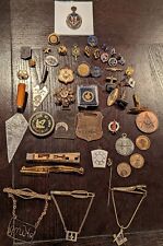 Lot Of Antique Masonic Pins Tie Clips Coins More Large Lot picture