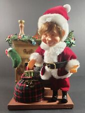 Karen Didion Santa's Helper Elf Toy Bag Stocking Fireplace Chimney Christmas  picture