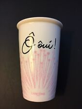 Lancome Paris French O Oui Ceramic Travel Cup Coffee Mug NO LID White & Pink picture