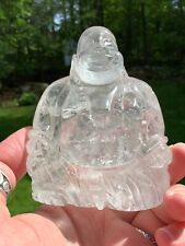 Beautiful Hand Polished Clear Quartz With Inclusions Happy Buddha From Brazil picture