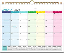 Calendario de Pared 2024-2025 Enero de 2024-Junio de 2025 15”X12” Días Festivos picture