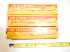 3 Vintage Tri Chem Pen Ball Point Tube Pens in Dk.Green, Sage & Blue pliable ink picture