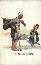 Arab Men Water Seller Saccah Egyptian Humor Alexadnria Postcard c1910 picture