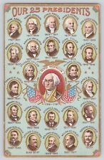 Postcard United States Our 25 Presidents Patriotic Eagle Flag Antique Embossed picture