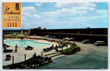 Postcard Montreal Quebec Le Diplomate Hotel Swimming Pool People Cars 1963 picture
