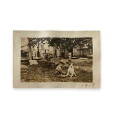 Small Child with Pet Dog - Antique Vintage Snapshot picture