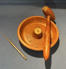 Vintage Wooden & Brass  Nutcracker Set  Japan- Bowl & Wooden Hand Carved Hammer picture