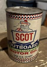Vintage SCOT Outboard Lawnmower Motor Oil One Quart  Rare Antique Full Can picture