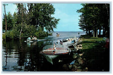 1968 Channel Between Michigan's Lake Mitchell and Cadillac MI Postcard picture