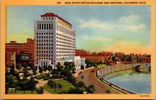 Vtg Columbus OH Ohio State Office Building and Grounds 1930s Linen View Postcard picture