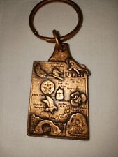 UTAH COPPER KEY RING WITH STATE ATTRACTIONS. picture