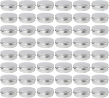 Moretoes 48 Pack 2 Oz Metal round Tins Aluminum Tin Cans Containers with Screw L picture