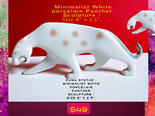 Minimalist White porcelain Panther Sculpture - Size 6” x 2.5”. picture