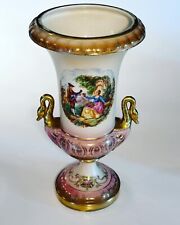 Antique Porcelain Swan Handled 12” Regal Vase picture
