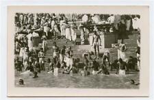 Bathing in the Ganges Real Photo Postcard Benares India 1930's picture