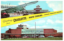 Douglas Municipal Airport Charlotte NC Airport Postcard Posted 1964 picture