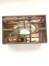 Vtg Brass , Etched Glass Musical Trinket Jewelry Music Box picture