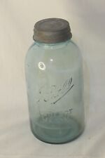 Vintage 1923-1933 Aqua Blue Ball Perfect Mason Quart Jar #12 w/original Zinc Lid picture