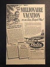 1950’s Delta Airlines Millionaire Vacation Miami Beach Newspaper Ad picture