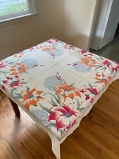 1950s-60s Vintage Tiger Lilly Cotton Table Cloth - 44