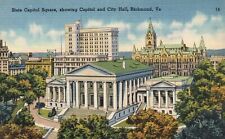 Postcard VA Richmond State Capitol Square City Hall Linen Vintage PC H8568 picture