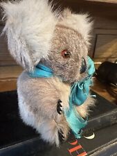 Vintage Australian Gorgeous Genuine Kangaroo Fur Koala Bear 6” With Green Bow picture