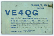 1937 Ham Radio QSL VE4QG Winnipeg Manitoba Canada Vintage Posted Postcard picture