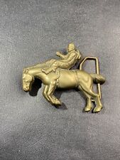 Vintage 1979 Baron BBB Bronco Cowboy Rodeo Horse Solid Brass Belt Buckle picture