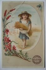 Girl, Wheat; Clark's Mile-End Spool Cotton Thread; Old Advertising Trade Card picture