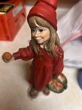 Vtg Norway Candy Design Girl  Figurine Basket of Apples 5” Carl Larsson picture