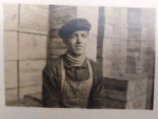 Vintage Photo Of Young Man  Factory Worker Glued To Old Postcard picture