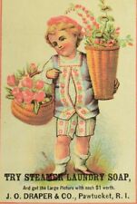 1870's-80's Child Carrying Baskets Steamer Laundry Soap, J.O. Draper Card P49 picture