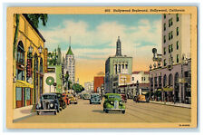 c1940s Hollywood Boulevard Hollywood California CA Unposted Postcard picture