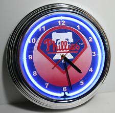Phillies wall Clock with Neon Blue ring, Vintage Neonetics, 15
