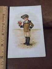 Arbuckles Ariosa Coffee Antique Victorian Trade Card Advertising #70 Boy Flowers picture